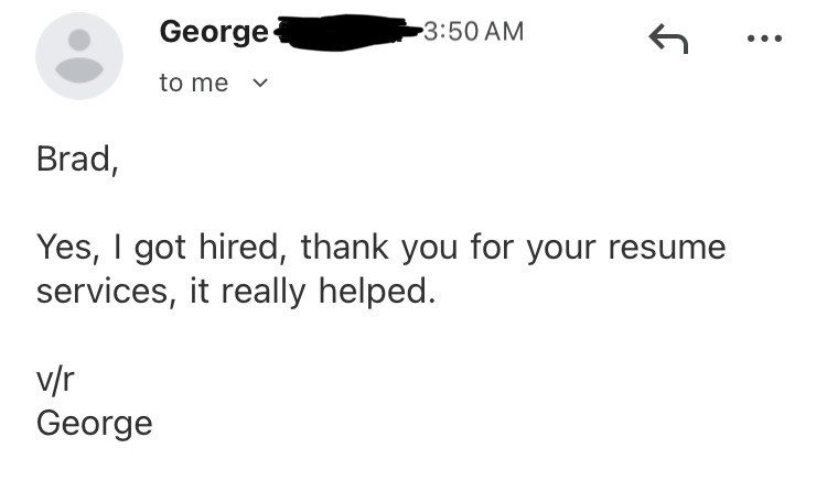 Best Military Resume Success Story - Army O-5 veteran hired in Operations and Logistics