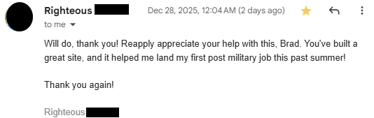 Best Military Resume Success Story - Navy E-7 veteran hired in Human Resources