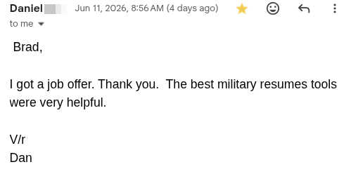Success story from Daniel, Master Chief Petty Officer (E-9) Navy