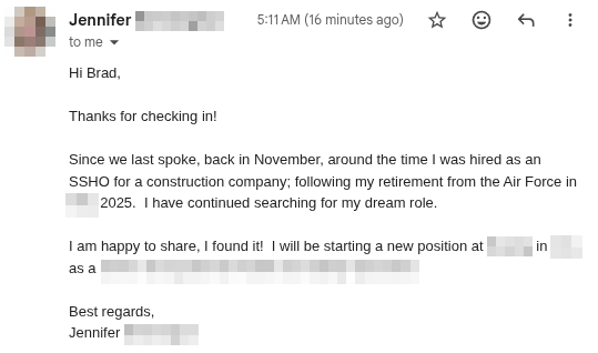 Success story from Jennifer, Technical Sergeant (E-6) Air Force