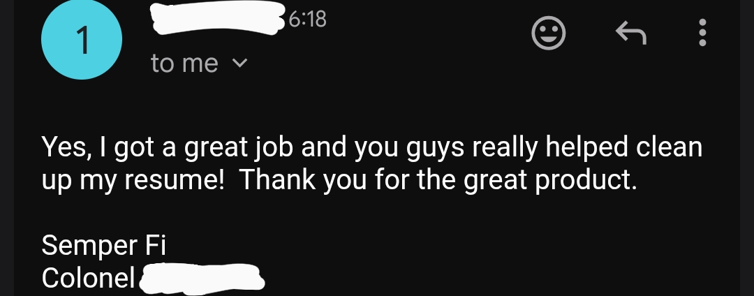 Success story from Eli, Colonel (O-6) Marines