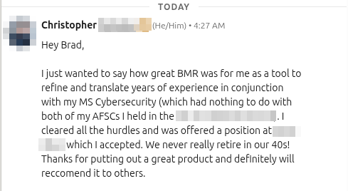 Success story from Christopher, Master Sergeant (E-7) Air Force