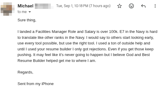 Success story from Michael, Chief Petty Officer (E-7) Navy