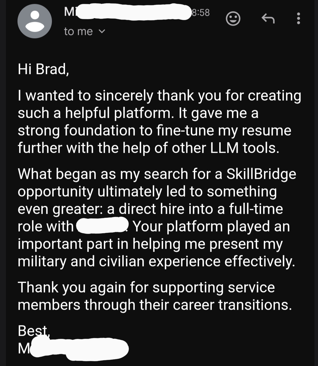 Success story from Miguelangel, Specialist (E-4) Army