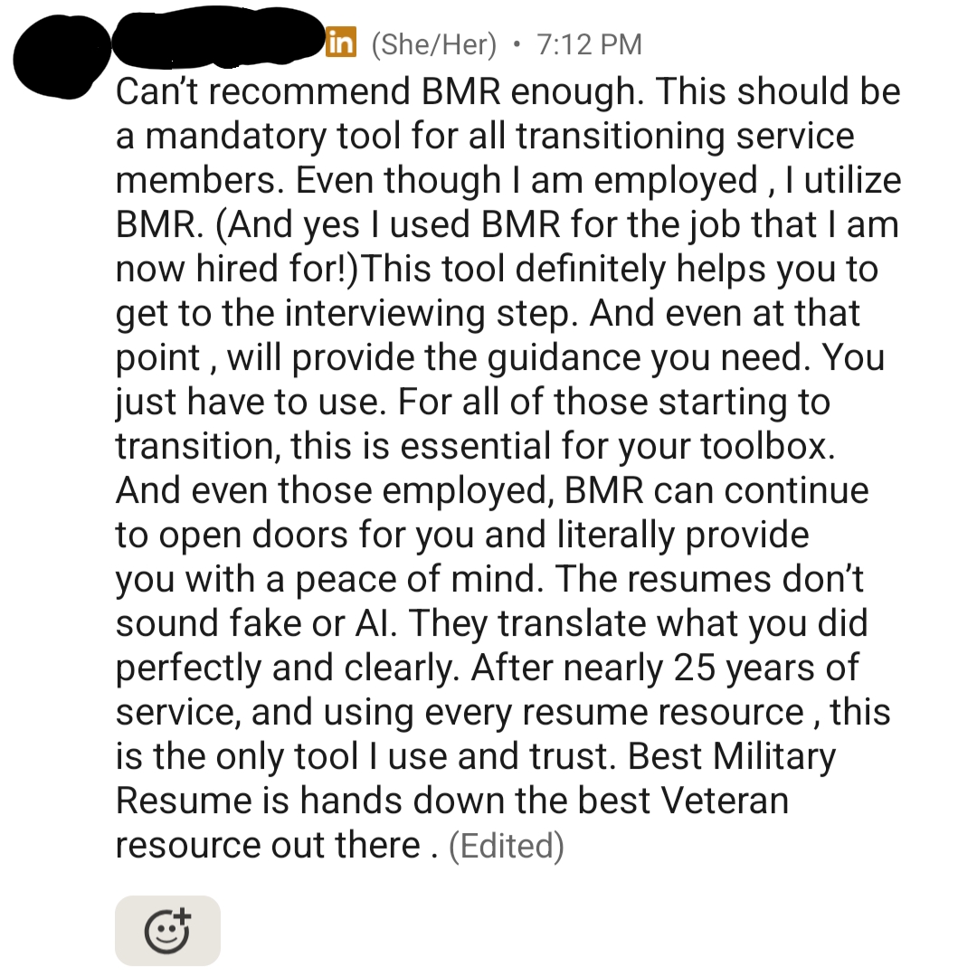 Success story from R, Lieutenant Commander (O-4) Navy